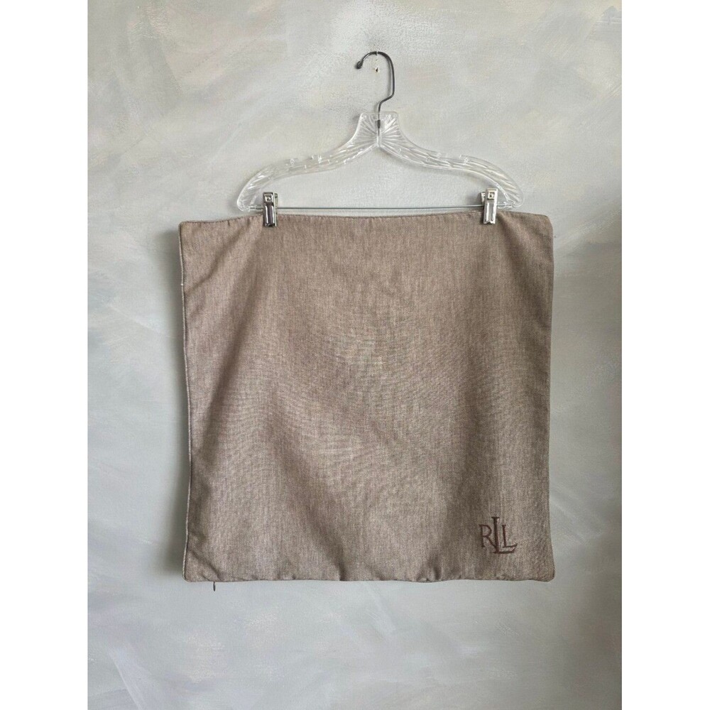Ralph Lauren Embroidered Throw Pillow Cover Brown Cotton 22x22